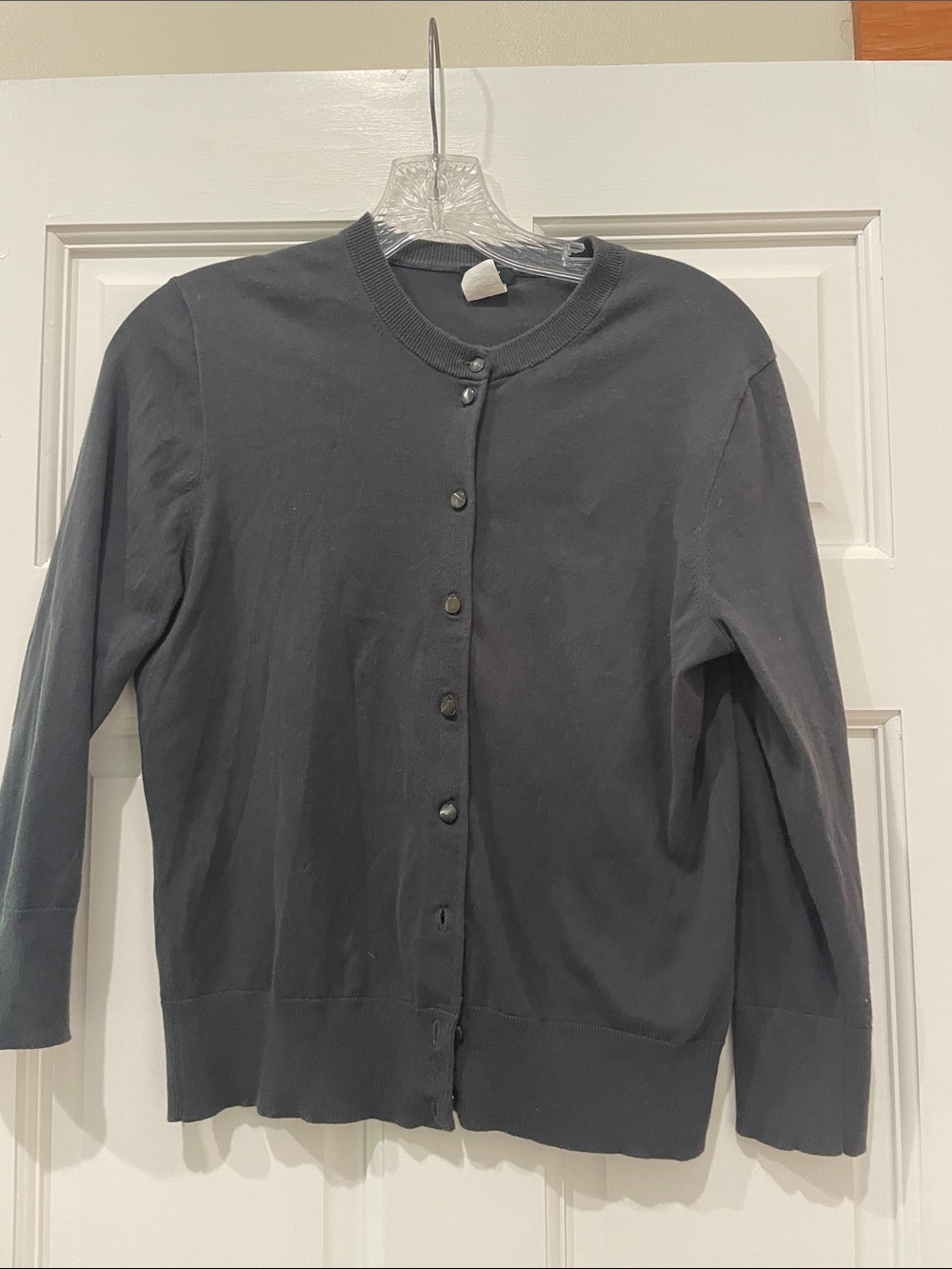 J. Crew Black Button-Front Crewneck Cardigan